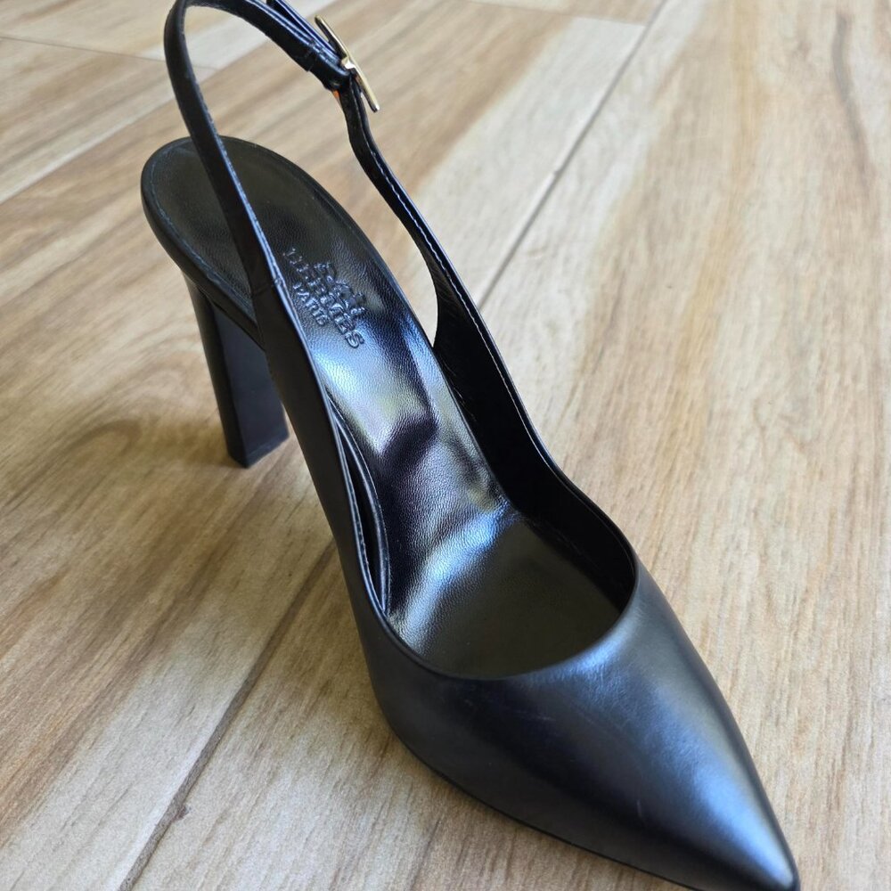 Hermes H Logo Black Leather Slingback Shoes Eur. 35 & Box - Picture 12 of 16